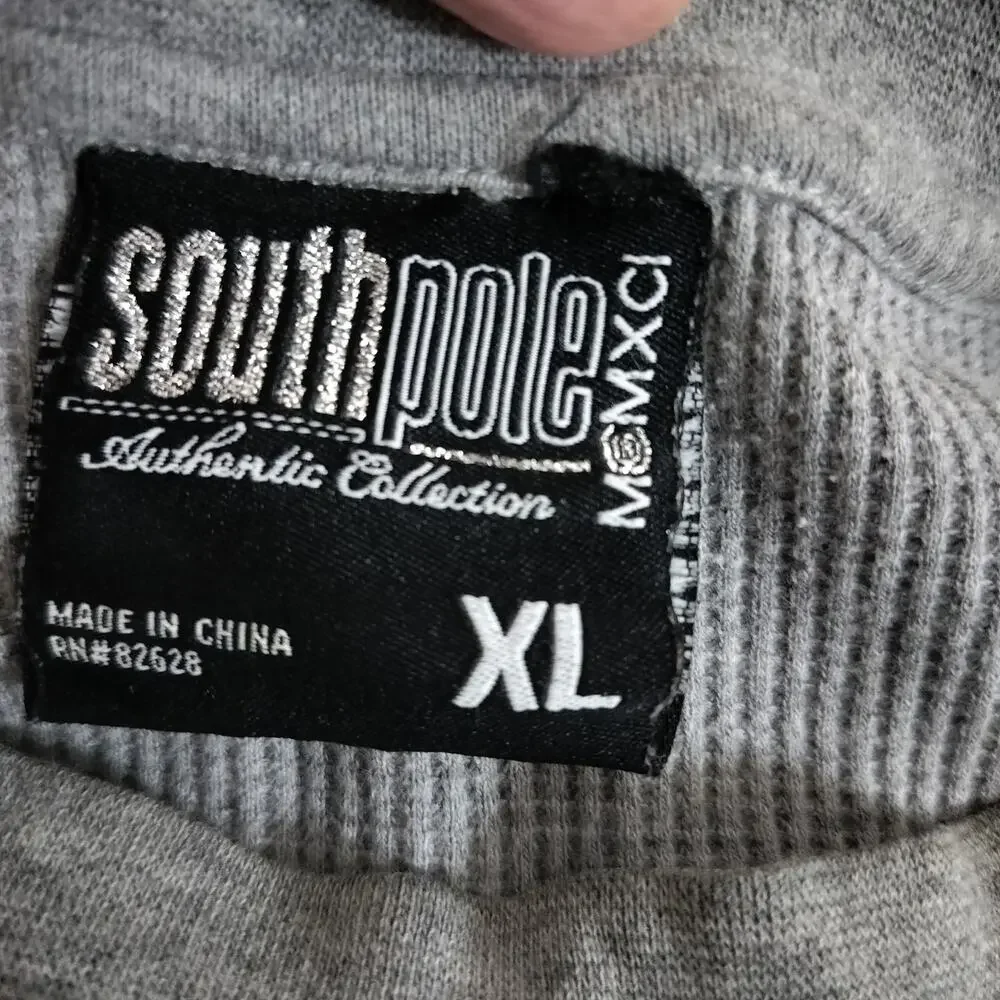 M943) Y2K Southpole Men's Gray Waffle Knit  Thermal Shirt XL